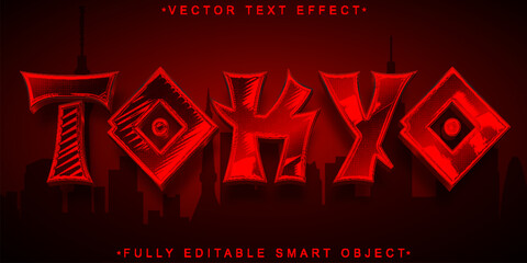 Poster - Shiny Red Tokyo Vector Fully Editable Smart Object Text Effect