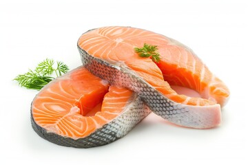 Wall Mural - Salmon fillet isolated on a white background