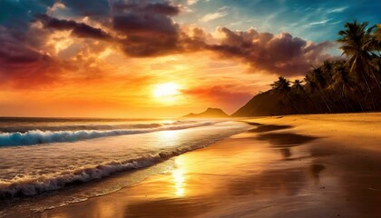 Wall Mural - Sunset on the beach