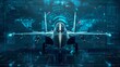 © furyon - advanced military aircraft with futuristic digital radar interface aviation technology concept 3d render