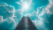 © horizon - Stairs leading to heaven, with clouds and light in the sky, symbolizing eternal life and spiritual iconization.