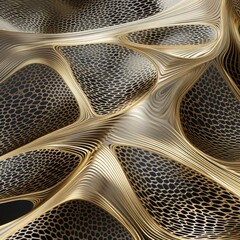 Abstract mesh pattern in gold on black