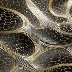 Abstract mesh pattern in gold on black