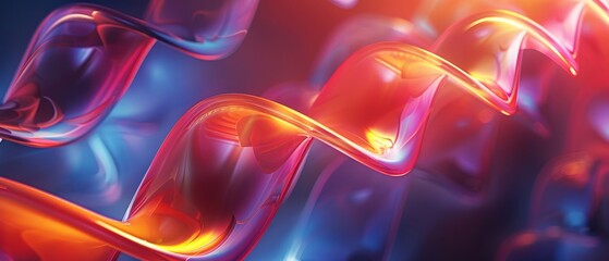 Aufkleber - Abstract spiral shapes in vibrant colors, showcasing a dynamic and futuristic design in a glowing and radiant digital artwork.