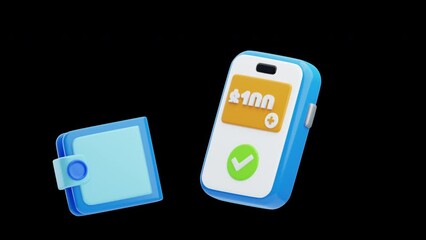 Poster - 3D Animation of Seamless Top Up Balance Replenishment | Alpha Channel