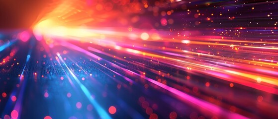 Poster - Dynamic abstract light streaks in vibrant colors, creating a futuristic and energetic visual. Ideal for tech, speed, and innovation themes.