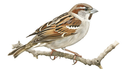 Wall Mural - Different from the Common House Sparrow the Eurasian,on white background.