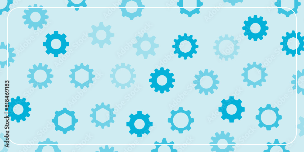 blue background seamless pattern with engine gear icons. template ...