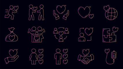 Set of charity gradient icon design