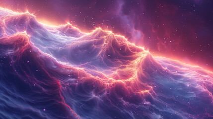 Wall Mural - Cosmic Abstract Waveform in Neon and Purple Tones