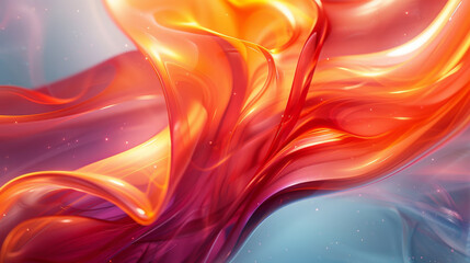 Wall Mural - Dynamic Abstract Fluid Art in Warm and Cool Tones
