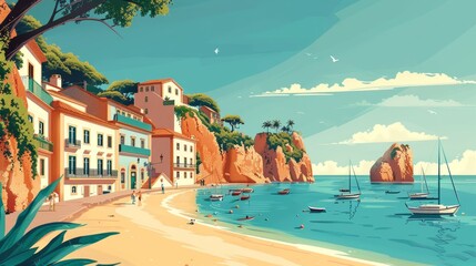 Wall Mural - Illustration of Lagos, Portugal

