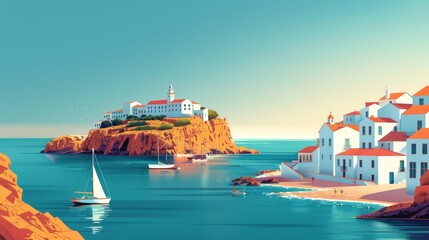 Wall Mural - Illustration of Lagos, Portugal

