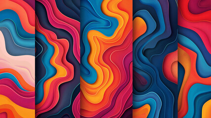 Fototapete - Vector Art of Create an invitation layout a Abstract patterns, set of colorful backgrounds