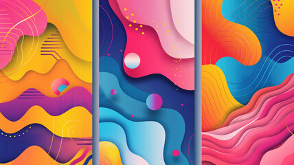 Fototapete - invitation layout a Abstract patterns, set of colorful backgrounds