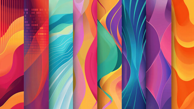 Abstract patterns, set of colorful backgrounds