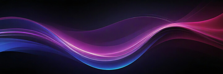 Wall Mural - Luminous neon shape wave, abstract light effect vector illustration. Wavy glowing pink purple bright flowing curve lines