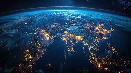 digital world globe centered on south east asia concept of global network and connectivity on earth 