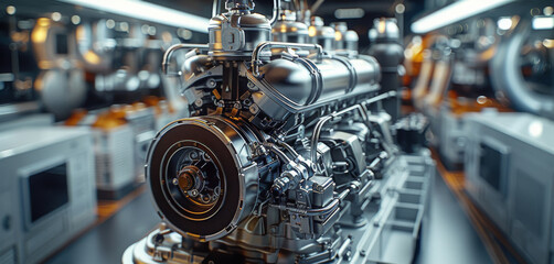 Poster - New car engine, Diesel engine, Engine. Generative AI.