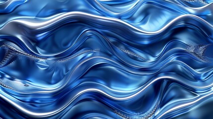 Poster - Abstract blue pearl luxury background with waves. Generative AI.