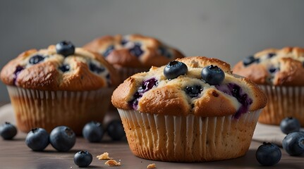 blueberry muffin isolated on transparent background.generative.ai