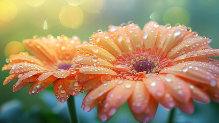 Revel in the beauty of flowers with glistening water drops magic and freshness scene 