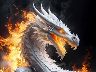 Wall Mural - Colorful 3D dragon animation with fire, suitable for background or design on a t-shirt 