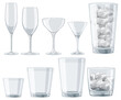 © blueringmedia - Collection of different styled glassware with ice cubes
