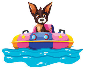 Wall Mural - Cartoon dog enjoying a ride in a watercraft