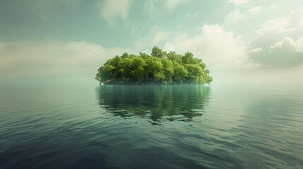 Poster - Lonely island idyll: a deserted island surrounded by calm waters