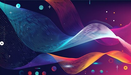 Wall Mural - abstract digital art background with neon colors
