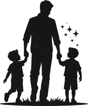 a man and a boy holding hands and a man holding hands - Generative AI