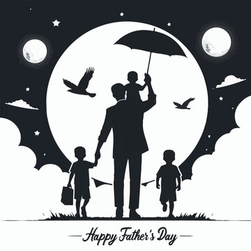  happy father's day Silhouette vector style white background - Generative AI