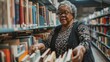 © Pemika - Plus-size senior woman working as a librarian, organizing books in a library