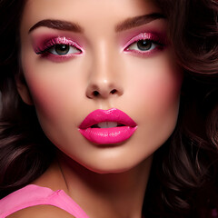  portrait of a woman with pink lips