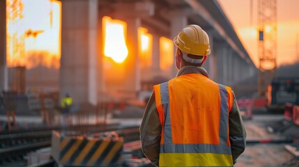 A civil engineer carefully examines detailed structural plans, ensuring the integrity of designs for a new bridge construction project.