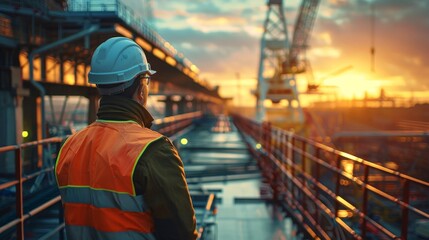 A civil engineer carefully examines detailed structural plans, ensuring the integrity of designs for a new bridge construction project.