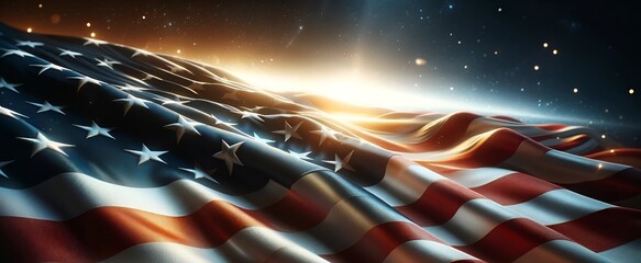 Realistic illustration of the U.S. Flag in space.