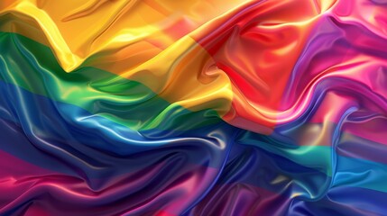 Wall Mural - Rainbow Colored Flowing Silk Fabric
Luxurious silk fabric in vibrant rainbow colors, creating a flowing and dynamic abstract background with rich textures.
