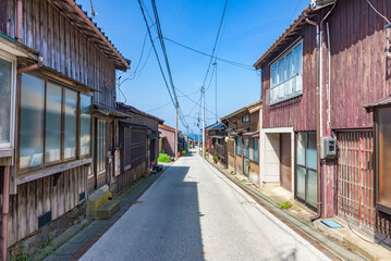 Wall Mural - Street view of the Kyomachi dori avenue in the Mine and Mining town of Sado Aikawa, Important Cultural Landscape of Japan.