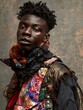 © Business Pics - Modelo afroamericano con ropa tendencia upcycling, activismo moda sostenible