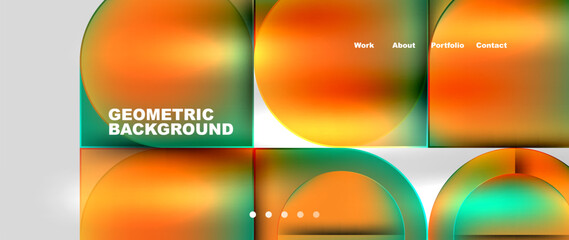 Aufkleber - Bright colorful squares with round elements minimal geometric background. Vector Illustration For Wallpaper, Banner, Background, Card, Book Illustration, landing page