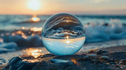 Wall Mural - sea and glass ball in the foreground