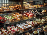 Fototapeta Boho - Display case in a bakery