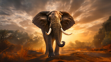 Big huge elephant in jungle
