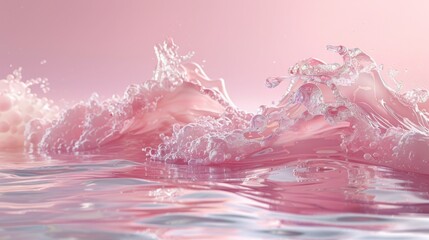 Wall Mural - Pink water with waves and bubbles