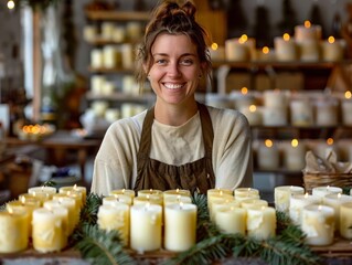 a candle maker crafting holiday scents