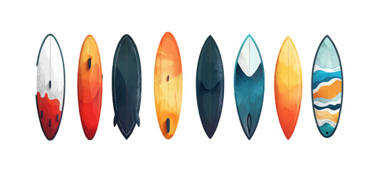 surfboard set vector flat minimalistic isolated illustration