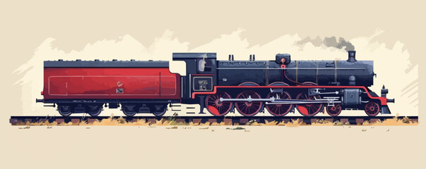 Wall Mural - old train vector flat minimalistic isolated illustration