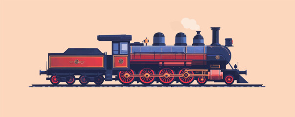 Wall Mural - old train vector flat minimalistic isolated illustration